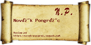 Novák Pongrác névjegykártya